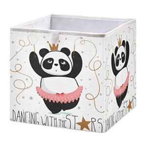 kigai panda dancer cube storage bins - 11x11x11 in large foldable storage basket fabric storage baskes organizer for toys, books, shelves, closet, home decor