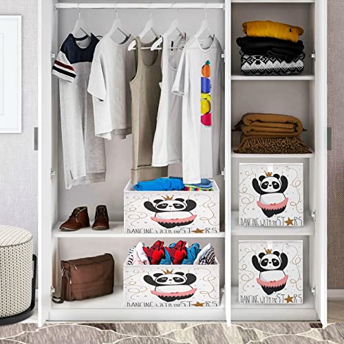 Kigai Panda Dancer Cube Storage Bins - 11x11x11 In Large Foldable Storage Basket Fabric Storage Baskes Organizer for Toys, Books, Shelves, Closet, Home Decor