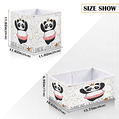 Kigai Panda Dancer Cube Storage Bins - 11x11x11 In Large Foldable Storage Basket Fabric Storage Baskes Organizer for Toys, Books, Shelves, Closet, Home Decor