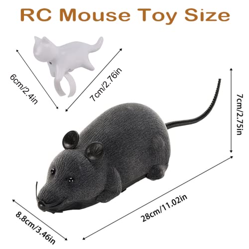 Vatunu Remote Control Rat Toy, Interactive Cat Toy with LED Lights, Battery-Powered Robotic Rat Toys Activated Cat Toys for Indoor Cat/Dogs/Puppy and Party Prank Game, Realistic Movements