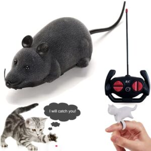 vatunu remote control rat toy, interactive cat toy with led lights, battery-powered robotic rat toys activated cat toys for indoor cat/dogs/puppy and party prank game, realistic movements