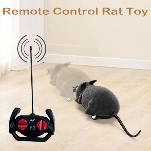 Vatunu Remote Control Rat Toy, Interactive Cat Toy with LED Lights, Battery-Powered Robotic Rat Toys Activated Cat Toys for Indoor Cat/Dogs/Puppy and Party Prank Game, Realistic Movements