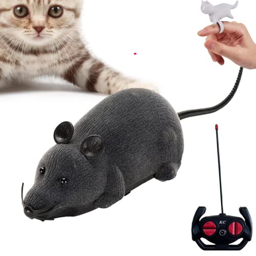 Vatunu Remote Control Rat Toy, Interactive Cat Toy with LED Lights, Battery-Powered Robotic Rat Toys Activated Cat Toys for Indoor Cat/Dogs/Puppy and Party Prank Game, Realistic Movements