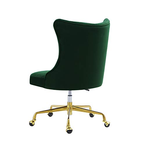 24KF Velvet Upholstered Tufted Button Home Office Chair with Golden Metal Base,Adjustable Desk Chair Swivel Office Chair - 7081-Jade