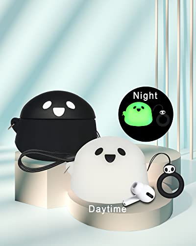 2 Packs Cute Luminous Ghost Face for AirPods Pro 2nd Generation Case Cover 2022 Released Silicone Accessories Set Kit for AirPods Pro 2 Gen Charging Case, Cartoon 3D Funny for AirPods Pro 2 Case