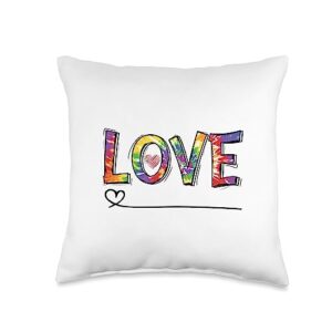 "love" rainbow love tie dye apparel for women throw pillow