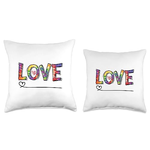 "Love" Rainbow Love Tie Dye Apparel for Women Throw Pillow