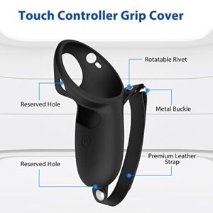 Controller Grip Cover Compatible with Quest Pro Accessories DOBEWINGDELOU Silicone Grips Strap Cover Protector with Knuckle Straps Black