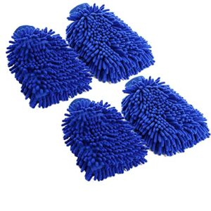 lhhweiusa 2 pairs car wash mitt microfiber,5-finger microfiber wash mitts,scratch car interior exterior cleaning gloves,strong water absorption premium chenille washing gloves