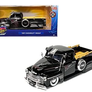 1951 Chevy 3100 Pickup Truck Lowrider Black with Graphics Street Low Series 1/24 Diecast Model Car by Jada 34291