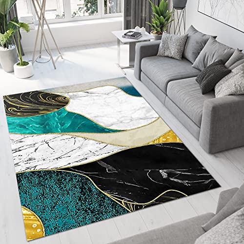 Colored Paint Graffiti Strip Rug, Line Marble Apartment Carpet, Non-Slip Mat Soft and Comfortable Feet Suitable for Living Room Study Bedroom Dining Room7x5ft/150x210cm