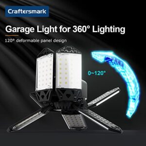 LED Garage Lights - 175W Garage Lights Ceiling LED with 7 Adjustable Panels, 20000LM Deformable LED Shop Light for Garage, Basement, Barn, High Bay Light, Support E26/E27 Screw Socket (2 Pack)