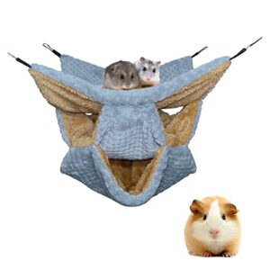 ismarten small animals pet hammock for cages, triple-layer hanging bed cage accessories bedding hideout sleeping for chinchilla parrot sugar glider rat hamster
