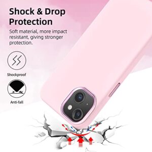 Ownest Compatible for iPhone 13 Case and iPhone 14 Case 6.1 Inch with Slim Silicone Shockproof Protective Phone Case for iPhone 13/iPhone 14 with [Soft Touch Microfiber Lining]-Light Pink