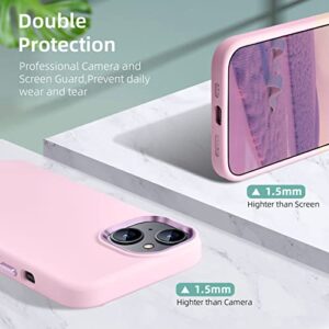 Ownest Compatible for iPhone 13 Case and iPhone 14 Case 6.1 Inch with Slim Silicone Shockproof Protective Phone Case for iPhone 13/iPhone 14 with [Soft Touch Microfiber Lining]-Light Pink