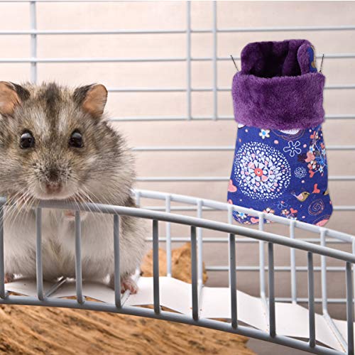 Hemobllo Hamster Sleeping Bag, Hanging Rat House Bed Sugar Gliders Sleeping Pouch Small Pet Nest Hideout Pouch Winter Warm Comfortable Bed for Small Animals Guinea Pig Ferret Squirrel Chinchilla