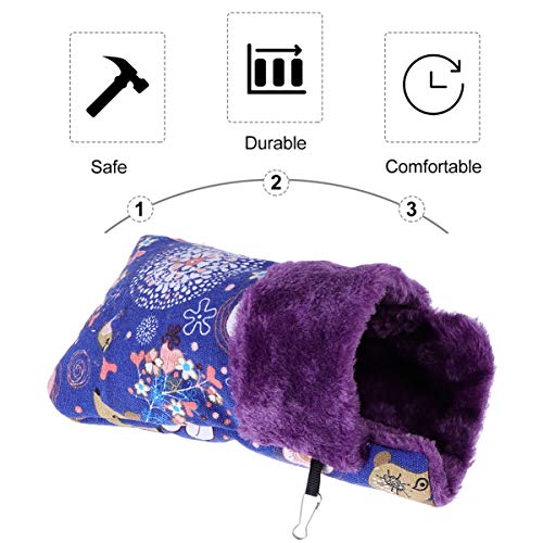 Hemobllo Hamster Sleeping Bag, Hanging Rat House Bed Sugar Gliders Sleeping Pouch Small Pet Nest Hideout Pouch Winter Warm Comfortable Bed for Small Animals Guinea Pig Ferret Squirrel Chinchilla