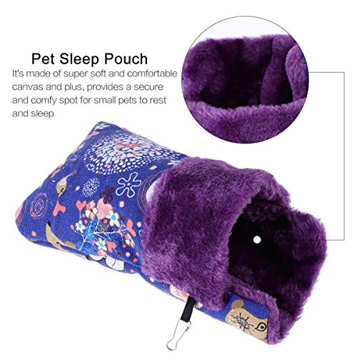 Hemobllo Hamster Sleeping Bag, Hanging Rat House Bed Sugar Gliders Sleeping Pouch Small Pet Nest Hideout Pouch Winter Warm Comfortable Bed for Small Animals Guinea Pig Ferret Squirrel Chinchilla
