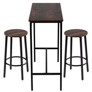 VEVOR Bar Table and Chairs Set 39" Pub Table Set with 2 Bar Stools Kitchen Dining Table and Chairs Set for 2 Iron Frame Counter Height Dining Sets for Home, Kitchen, Living Room