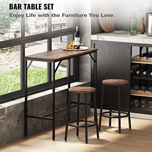 VEVOR Bar Table and Chairs Set 39" Pub Table Set with 2 Bar Stools Kitchen Dining Table and Chairs Set for 2 Iron Frame Counter Height Dining Sets for Home, Kitchen, Living Room