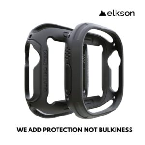 Elkson Made for Watch Ultra 2 1 Bumper Case Screen Protector Kit 49mm Quattro Max Series Rugged, Military-Grade Durable Flexible Shockproof Protective Cover with Tempered Glass for iWatch, Black