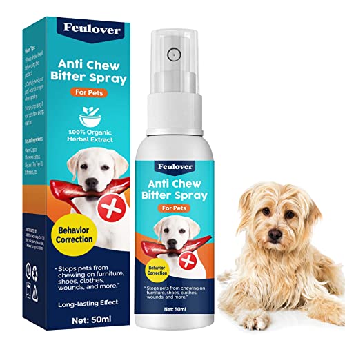 Feulover Bitter Apple Spray for Dogs to Stop Chewing, No Chew Spray for Dogs, Pet Corrector Spray for Dogs&Cats, Stop Chewing Licking and Biting, Nontoxic