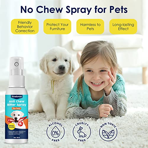 Feulover Bitter Apple Spray for Dogs to Stop Chewing, No Chew Spray for Dogs, Pet Corrector Spray for Dogs&Cats, Stop Chewing Licking and Biting, Nontoxic