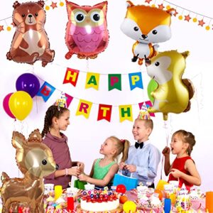 Animal Balloons, 8 Giant Balloons(20-30IN) Rabbit, Bear, Hedgehog, Fox, Raccoon, Owl, Squirrel Jungle Party Decorations Balloons Kit