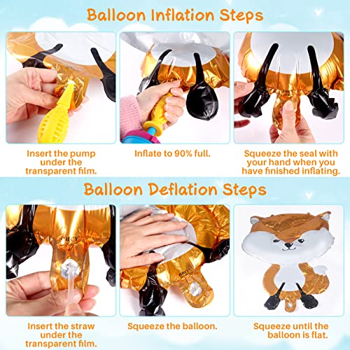 Animal Balloons, 8 Giant Balloons(20-30IN) Rabbit, Bear, Hedgehog, Fox, Raccoon, Owl, Squirrel Jungle Party Decorations Balloons Kit