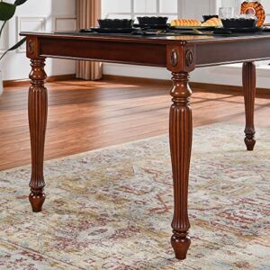 JESONVID Solid Wood Dining Table with Drawer, 67.3" Kitchen Dining Room Tables Mid Century Style 6-8 Person Natural Cherry Wooden Rectangle Extension Farmhouse Rustic Table Furniture,CCZ1533