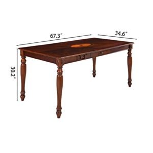 JESONVID Solid Wood Dining Table with Drawer, 67.3" Kitchen Dining Room Tables Mid Century Style 6-8 Person Natural Cherry Wooden Rectangle Extension Farmhouse Rustic Table Furniture,CCZ1533