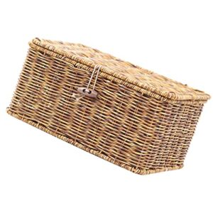 zerodeko woven basket with lid seagrass storage baskets wicker storage boxes decorative rattan bins household organizer boxes shelf wardrobe organizer for makeup clothes brown