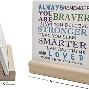 Umbrine The Man in The Arena Ceramic Table Plaque with Wooden Stand Desk Decorations, Inspirational Quote Office Living Room Bedroom Desk Decor, Motivational Gifts for Men Boys Teens Entrepreneur