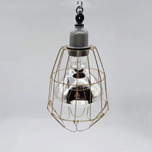 PATKAW 3 Pcs Industrial Vintage Style Light Cage Antique Lamp Holders Reptile Heat Lamp Guard Metal Lamp Shade for Pets Reptile Terrarium Lizards Golden