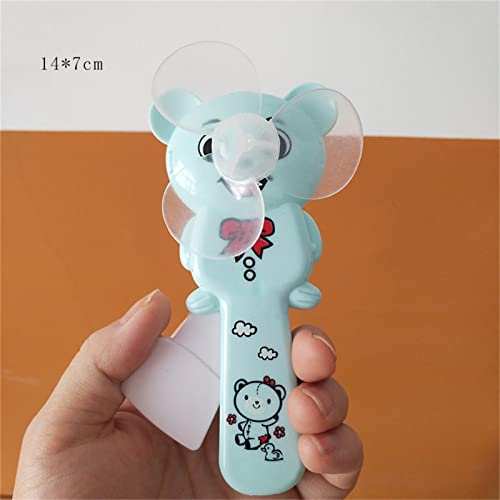 plplaaoo Mini Hand Pressure Fan, Portable Hand Press Fan, Plastic Cute Cartoon Bear Mini Handheld Fan, Safe Mini Manual Fan, Portable Pocket Hand Fan for Room Exercise Travel (Blue)