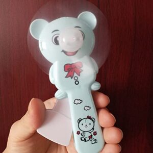 plplaaoo Mini Hand Pressure Fan, Portable Hand Press Fan, Plastic Cute Cartoon Bear Mini Handheld Fan, Safe Mini Manual Fan, Portable Pocket Hand Fan for Room Exercise Travel (Blue)