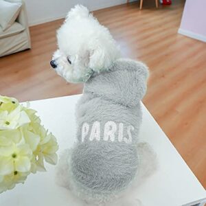 HonpraD Dog Sweaters for Small Dogs Boy Pet Hooded Sweatshirt Pure Color Plush Warm Coat Cat Letter Warm Clothes Small Dog Sweaters for Girls Snaps Or Zipper