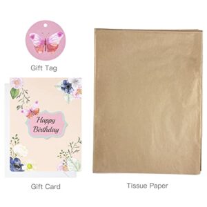 MAYPLUSS 13" Large Gift Bag with Greeting Card and Tissue Paper for Birthday - Pink Floral