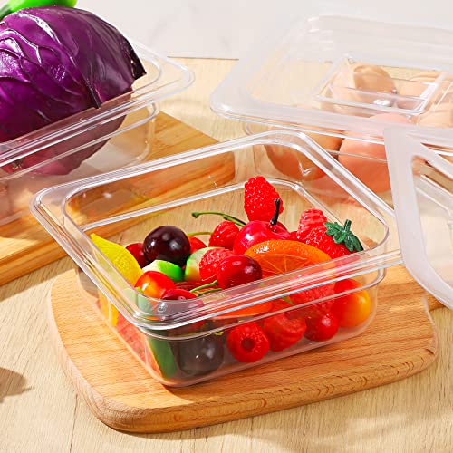 Clear 1/6 Size, Food Pan Polycarbonate Square Food Storage Containers with Lids for Kitchen Restaurant Food Prep (8 Pcs, 2.6 Inch, 1 Quart)