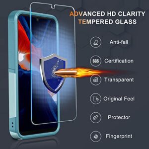 for Samsung Galaxy A14 5G Case with 1 Pcs Tempered Glass Screen Protector and 1 Pcs Camera Lens Cover,Heavy Duty Rugged Shockproof Full Body Protective Phone Cover,Mint Green