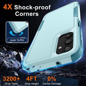 for Samsung Galaxy A14 5G Case with 1 Pcs Tempered Glass Screen Protector and 1 Pcs Camera Lens Cover,Heavy Duty Rugged Shockproof Full Body Protective Phone Cover,Mint Green