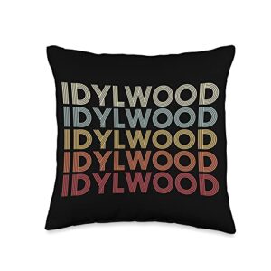idylwood virginia idylwood va retro vintage text throw pillow, 16x16, multicolor