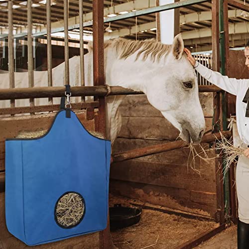 TNBUENO Horse Hay Bag with Metal Snap Fastener, Hay Bag Feeder Sack Storage Bag for Horse Cow Goats Donkey Cattle Rabbit