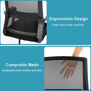 YSSOA Task Office Guest Chair with Lumbar Support and Mid Back Mesh Space Air Grid Series for Reception Conference Room, Stationary, Black (2 Pack)