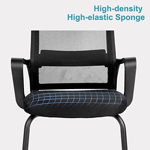 YSSOA Task Office Guest Chair with Lumbar Support and Mid Back Mesh Space Air Grid Series for Reception Conference Room, Stationary, Black (2 Pack)