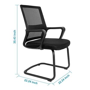 YSSOA Task Office Guest Chair with Lumbar Support and Mid Back Mesh Space Air Grid Series for Reception Conference Room, Stationary, Black (2 Pack)