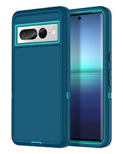 i-honva for google pixel 7 pro case shockproof dust/drop proof 3-layer full body protection [without screen protector] rugged heavy duty durable cover case for google pixel 7 pro 6.7 inch,turquoise