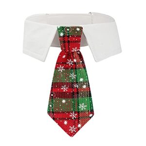 adoggygo christmas dog necktie pet tuxedo christmas dog neck tie collar with red green plaid tie for small medium large dogs pets (medium, red & green)