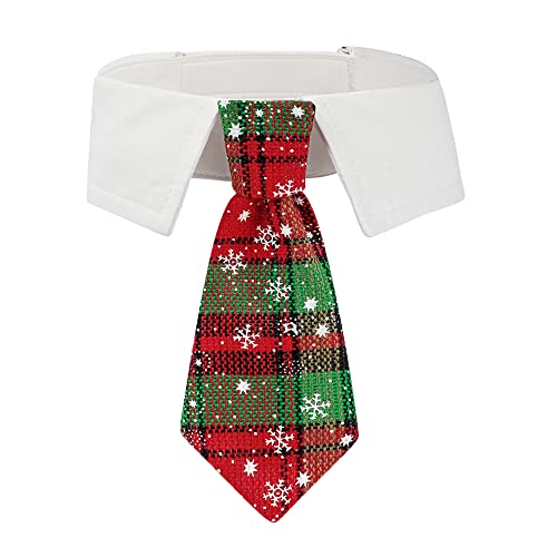 ADOGGYGO Christmas Dog Necktie Pet Tuxedo Christmas Dog Neck Tie Collar with Red Green Plaid Tie for Small Medium Large Dogs Pets (Medium, Red & Green)