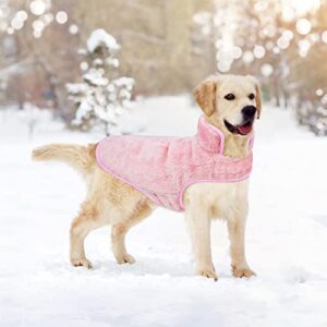 Malier Dog Winter Coat, Reversible Fleece Dog Cold Weather Coats Dog Jacket for Dogs, Windproof Warm Dog Coat Snow Dog Jacket Vest Pet Dog Clothes for Small Medium Large Dogs (Medium, Pink)